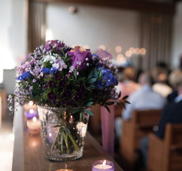 flowers on a table