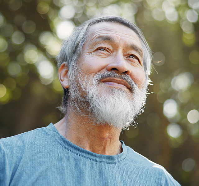 a man looking up